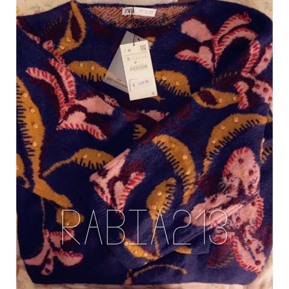 ZARA EMBROIDERED KNIT SWEATER - Picture 10 of 11